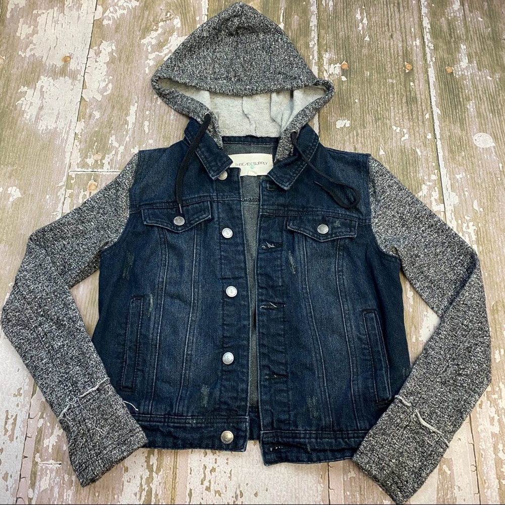 Thread and Supply Denim Sweatshirt Jean Jacket Gray XS